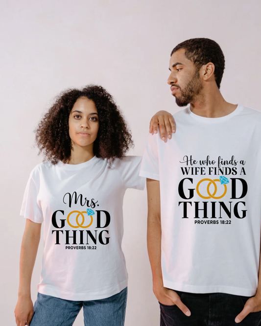 His & Hers Matching T-Shirts- Good Thing Couples Tee Set
