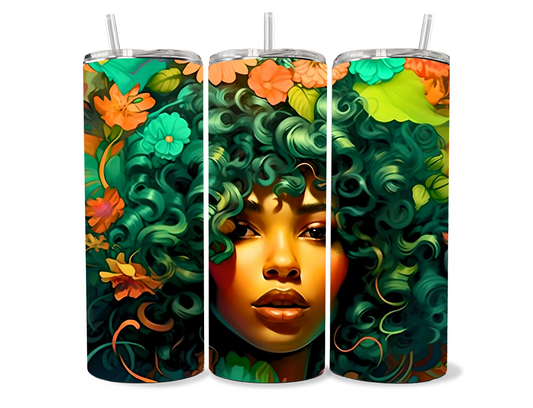 "Floral Beauty" Green Goddess Tumbler